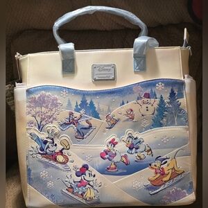 **NEW** Loungefly Disney Mickey & Friends Winter Convert BP/Shoulder/Tote Bag